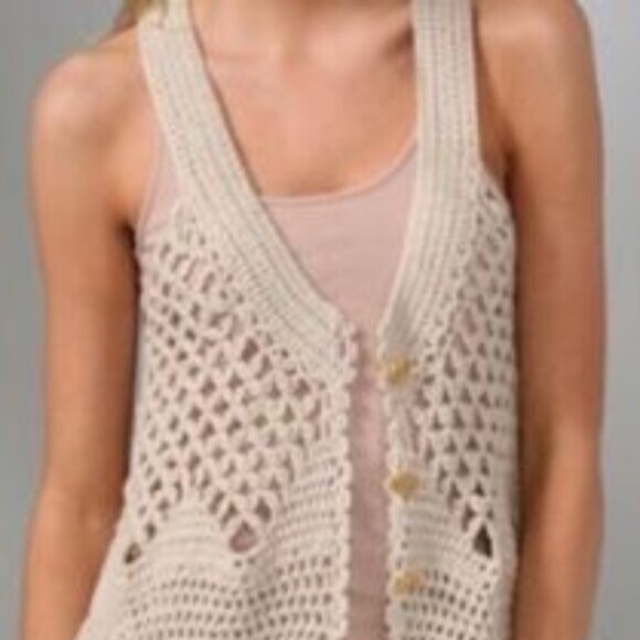 LIKE NEW! Free People Boho Crochet Knit Vest Size Large - Picture 3 of 9